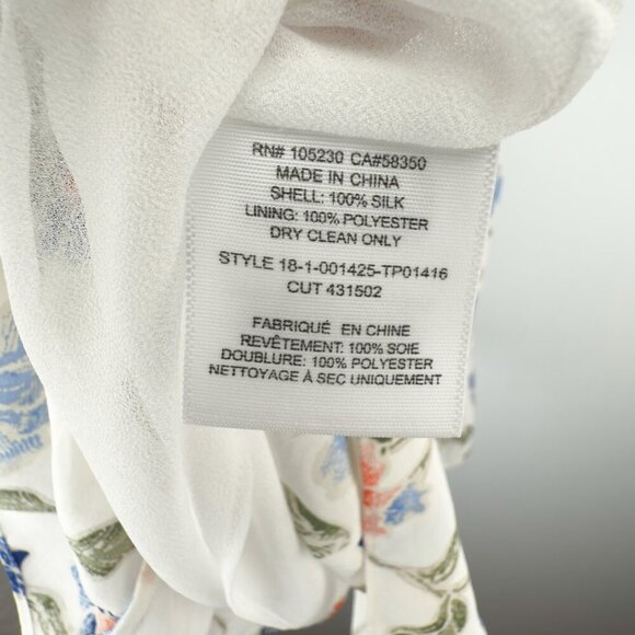 JOIE Derwen Silk Floral Print Ruffle Hem White Colorful Summer Boho‎ Top sz S - Picture 9 of 11